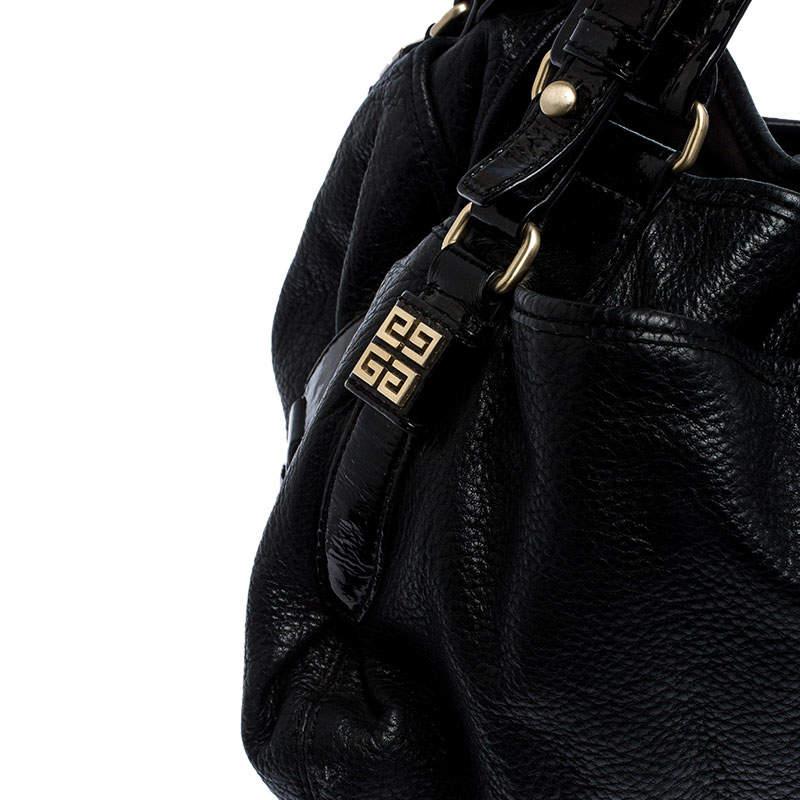 Givenchy - Sac hobo en cuir noir et cuir verni Pour femmes en vente