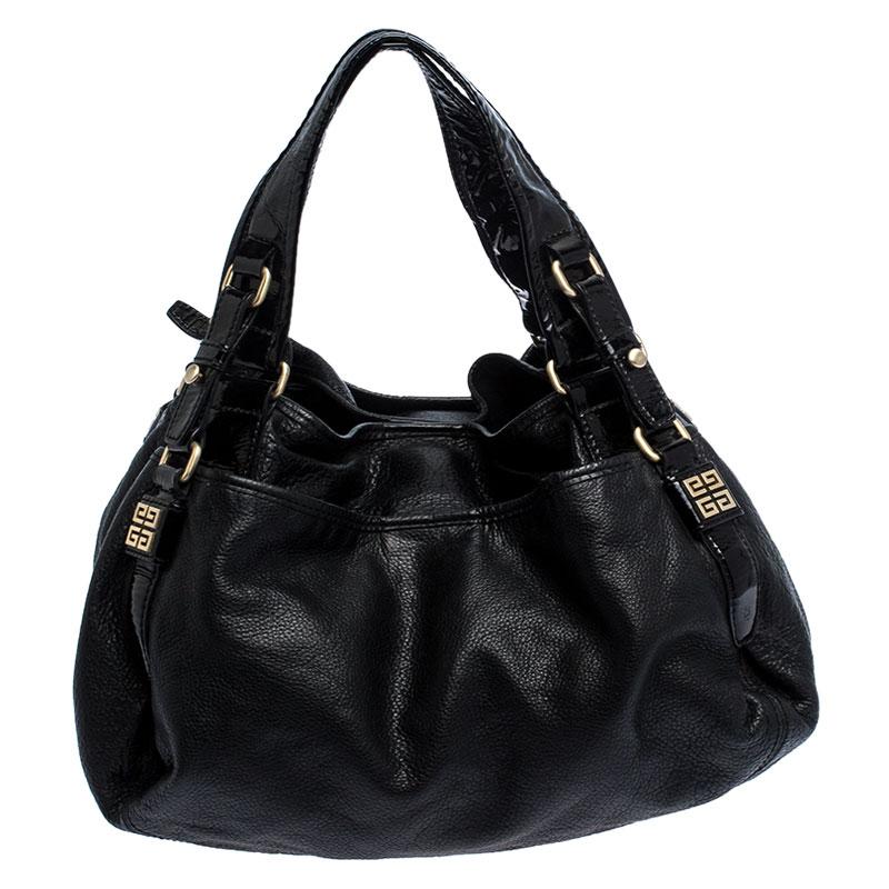 Givenchy Black Leather and Patent Leather Hobo 1