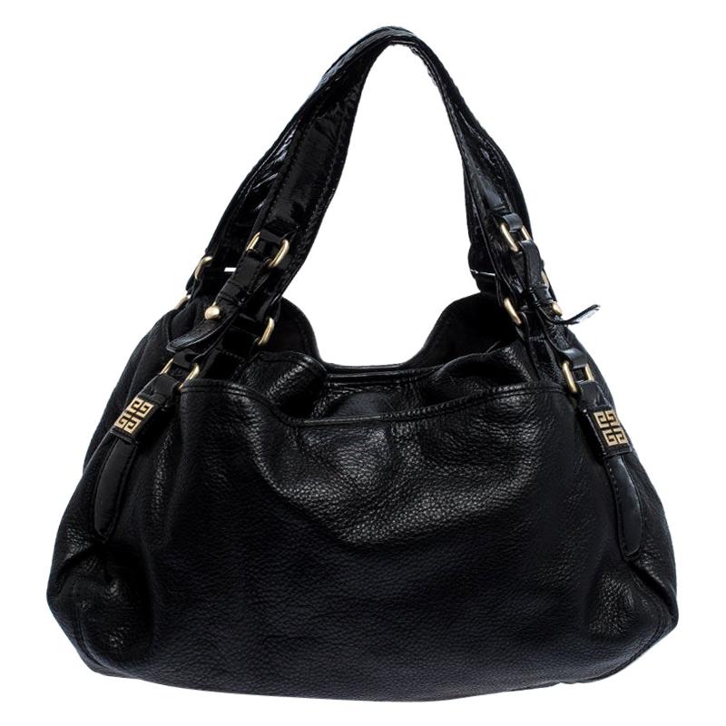 Givenchy Black Leather and Patent Leather Hobo