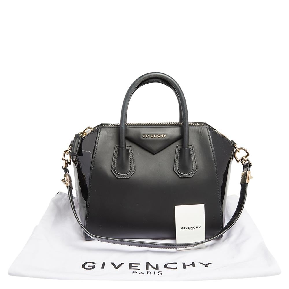 Givenchy Black Leather and Patent Leather Small Antigona Satchel 8