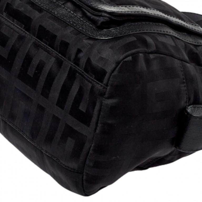 Givenchy Black Leather And Signature Canvas Duffel Bag For Sale 5