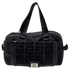 Givenchy Black Leather And Signature Canvas Duffel Bag