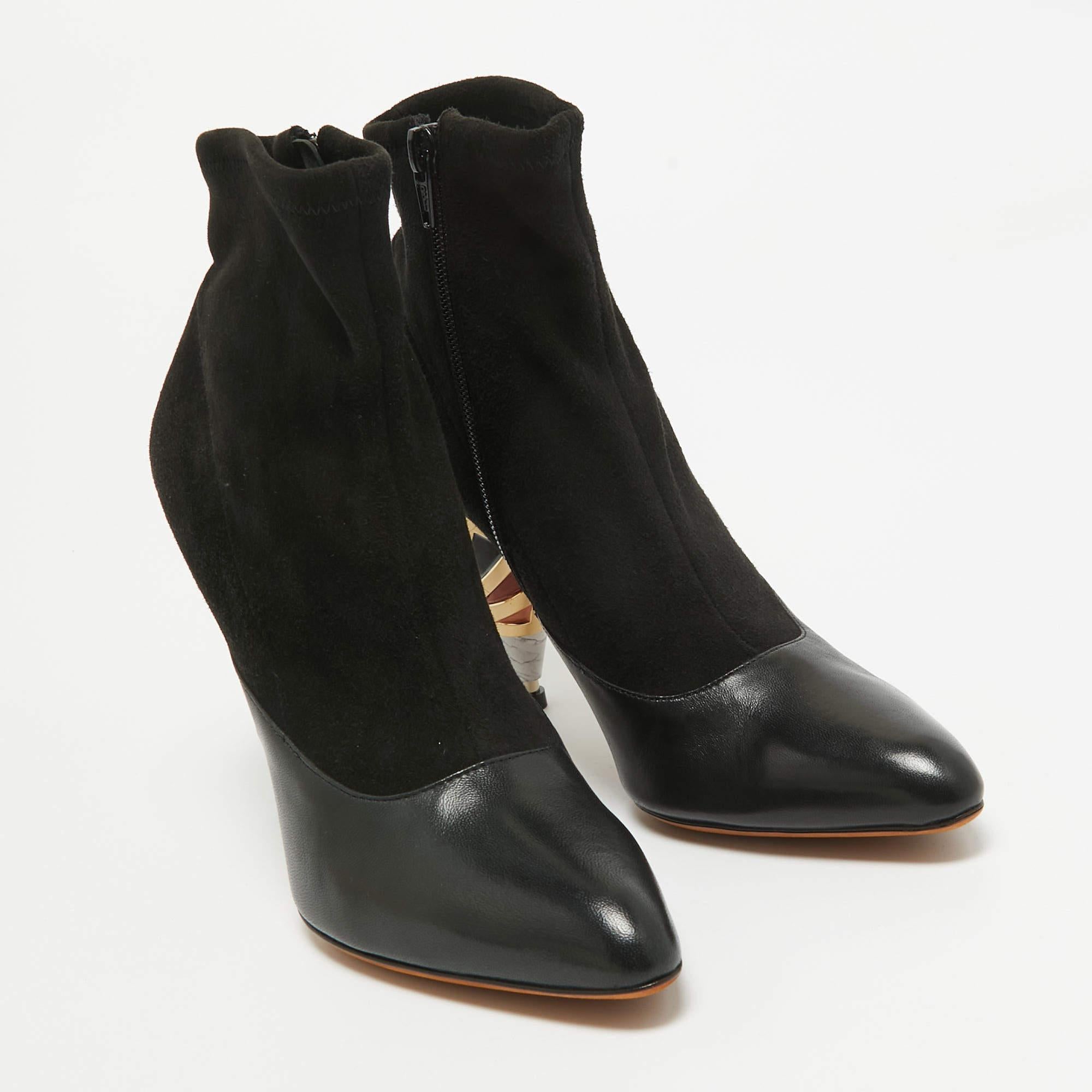 Women's Givenchy Black Leather and Suede Ankle Length Boots Size 38 For Sale