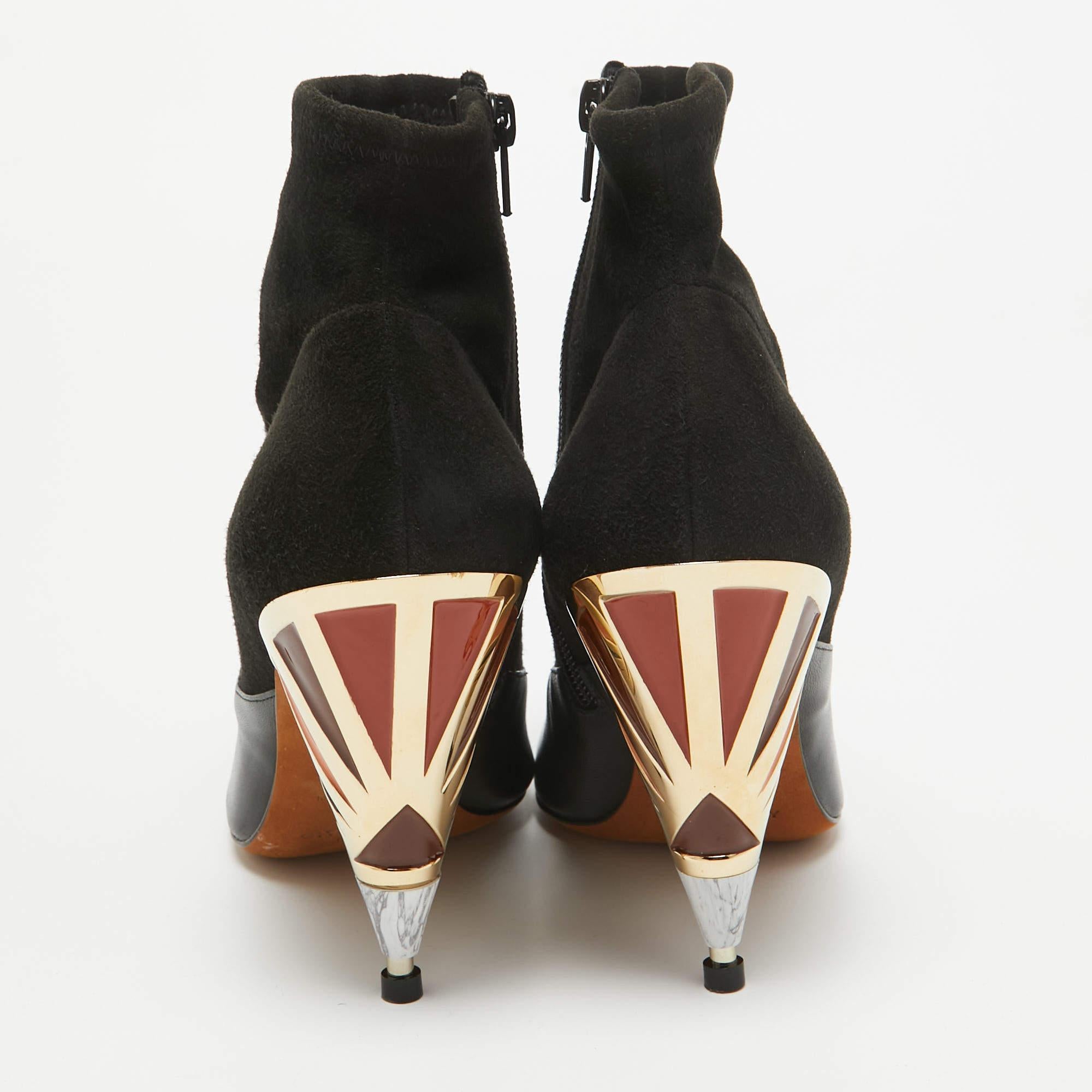 Givenchy Black Leather and Suede Ankle Length Boots Size 38 For Sale 1