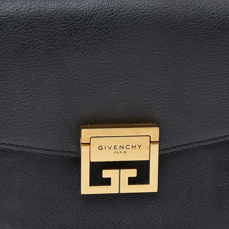 Givenchy Black Leather And Suede Small GV3 Shoulder Bag at 1stDibs