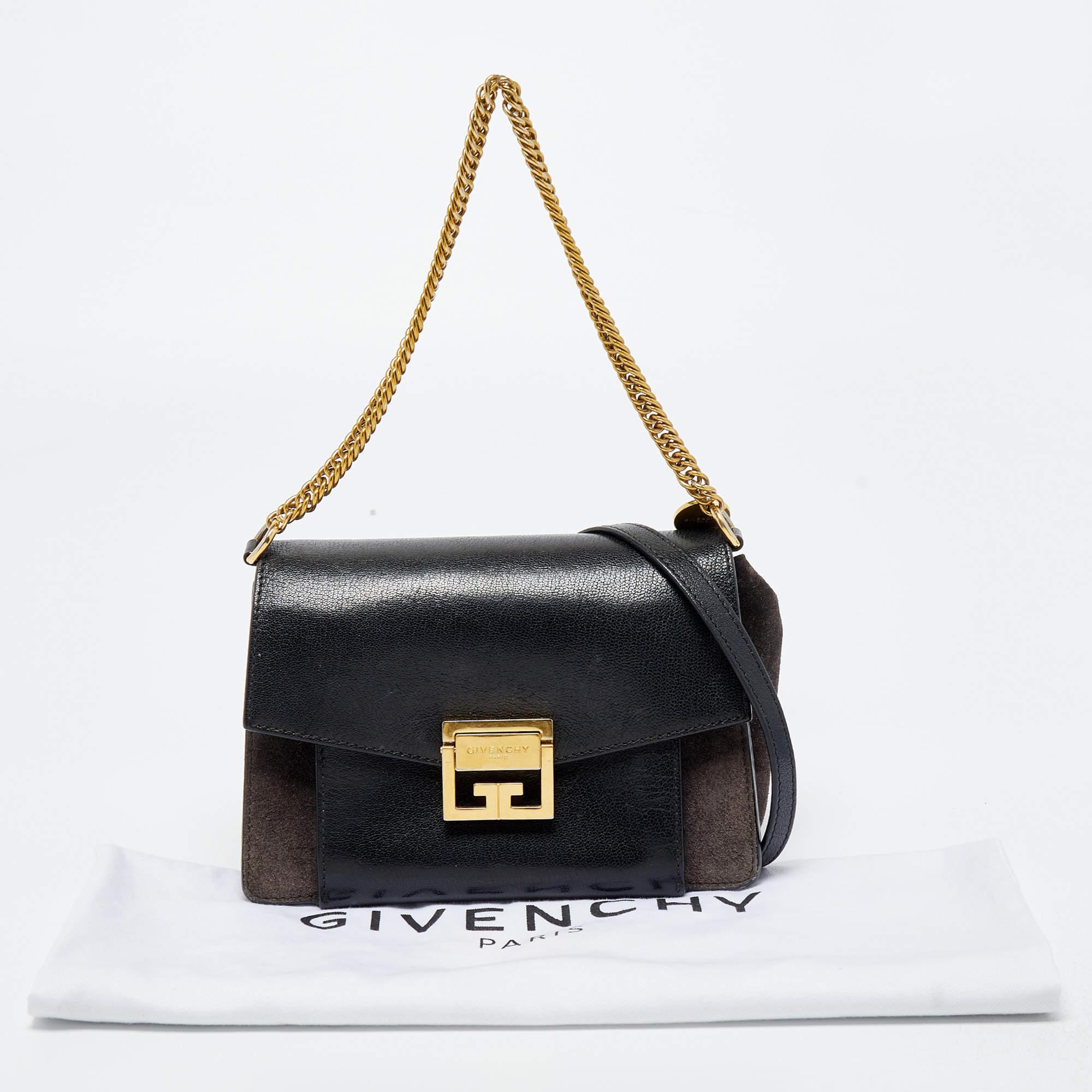 Givenchy Black Leather and Suede Small GV3 Shoulder Bag 3