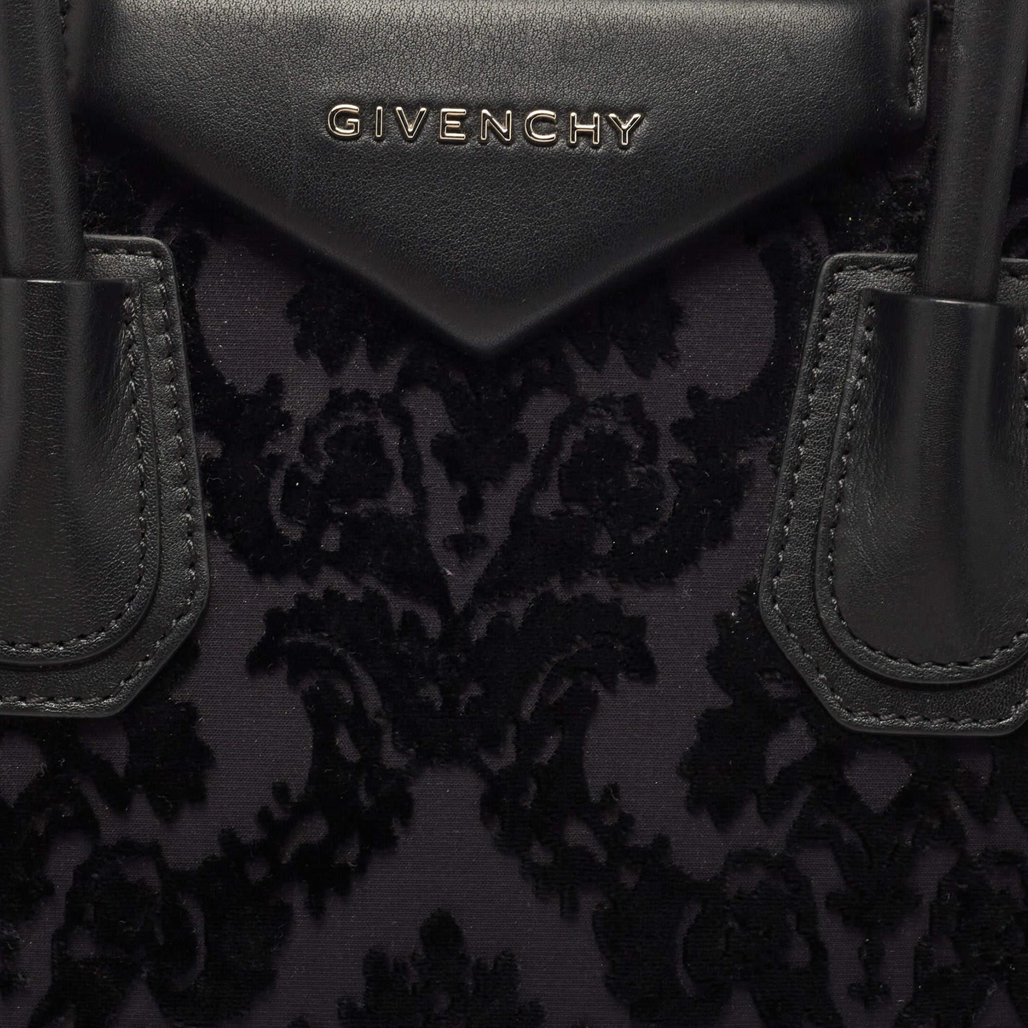 Givenchy Black Leather and Velvet Small Devore Antigona Satchel 3