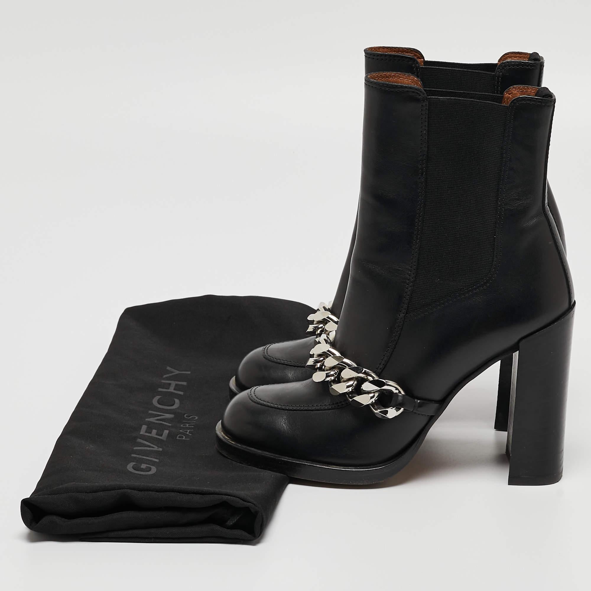 Givenchy Black Leather Ankle Boots Size 35 For Sale 5