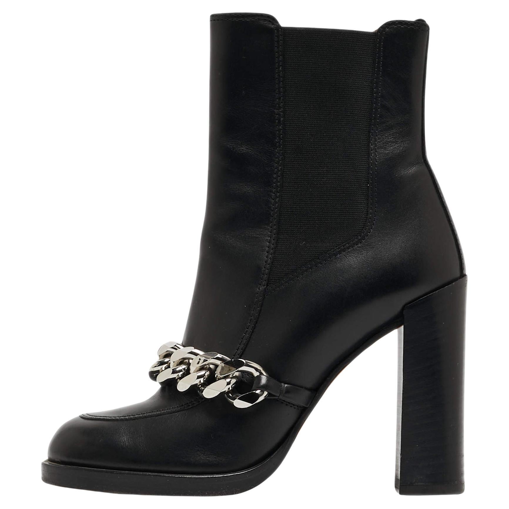 Givenchy Black Leather Ankle Boots Size 35 For Sale