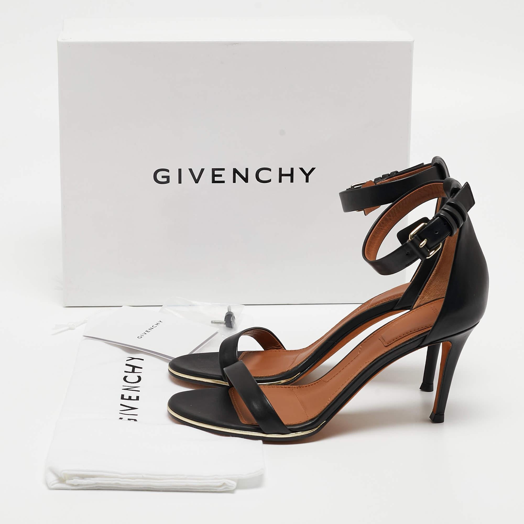 Givenchy Black Leather Ankle Sandals Size 36.5 For Sale 5