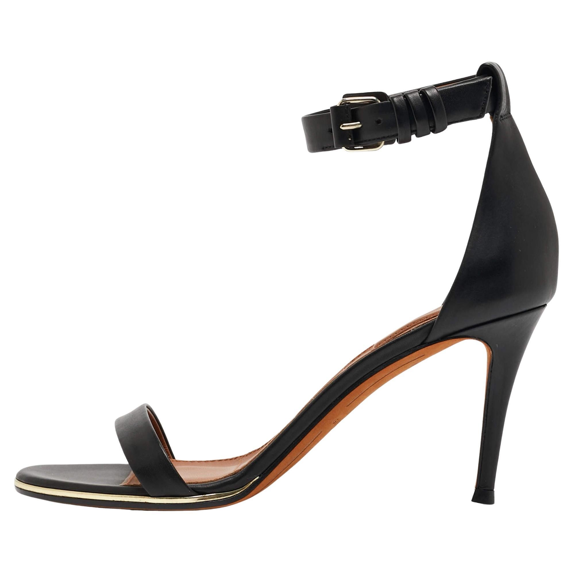 Givenchy Black Leather Ankle Sandals Size 36.5 For Sale