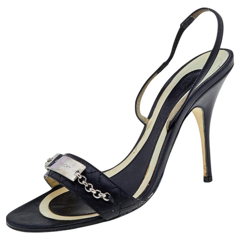 Givenchy Black Leather Ankle Strap Sandals Size 37 For Sale at 1stDibs