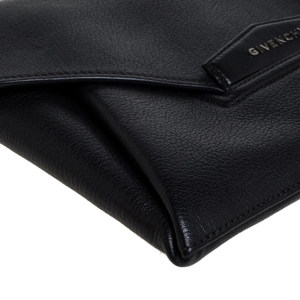 Givenchy Black Leather Antigona Envelope Clutch 6