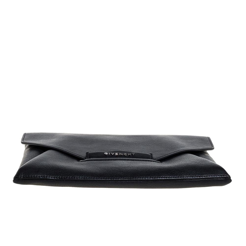 Givenchy Black Leather Antigona Envelope Clutch 1