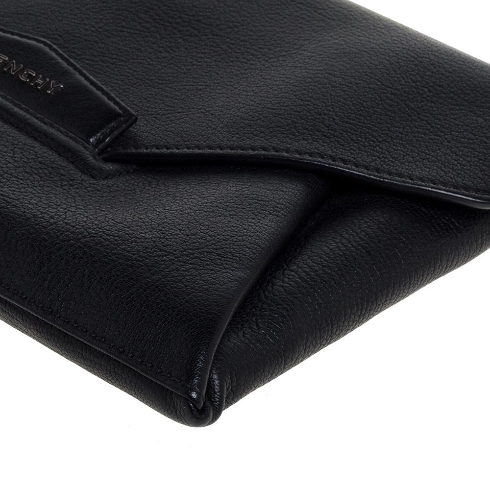 Givenchy Black Leather Antigona Envelope Clutch 5
