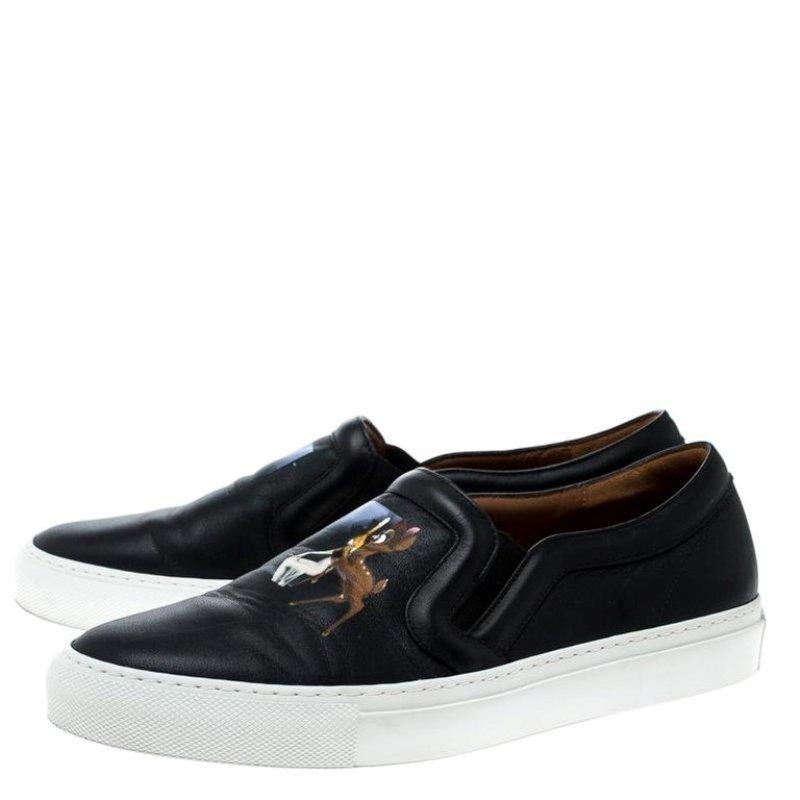 Givenchy Black Leather Bambi Skate Sneakers Size 38.5 In Good Condition In Dubai, Al Qouz 2