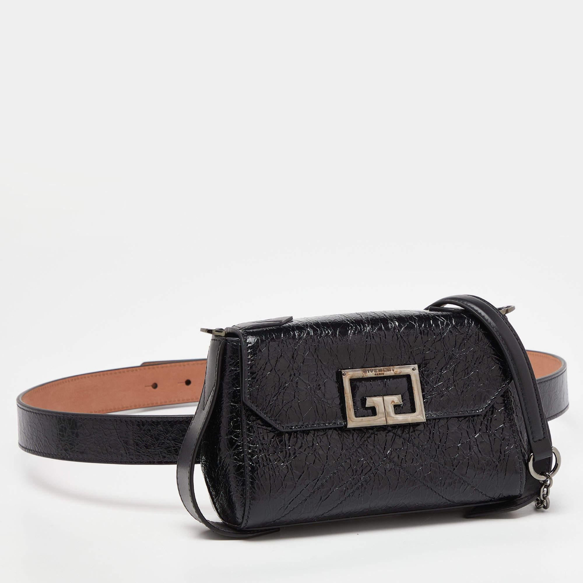 Givenchy Black Leather Belt Bag In Excellent Condition For Sale In Dubai, Al Qouz 2