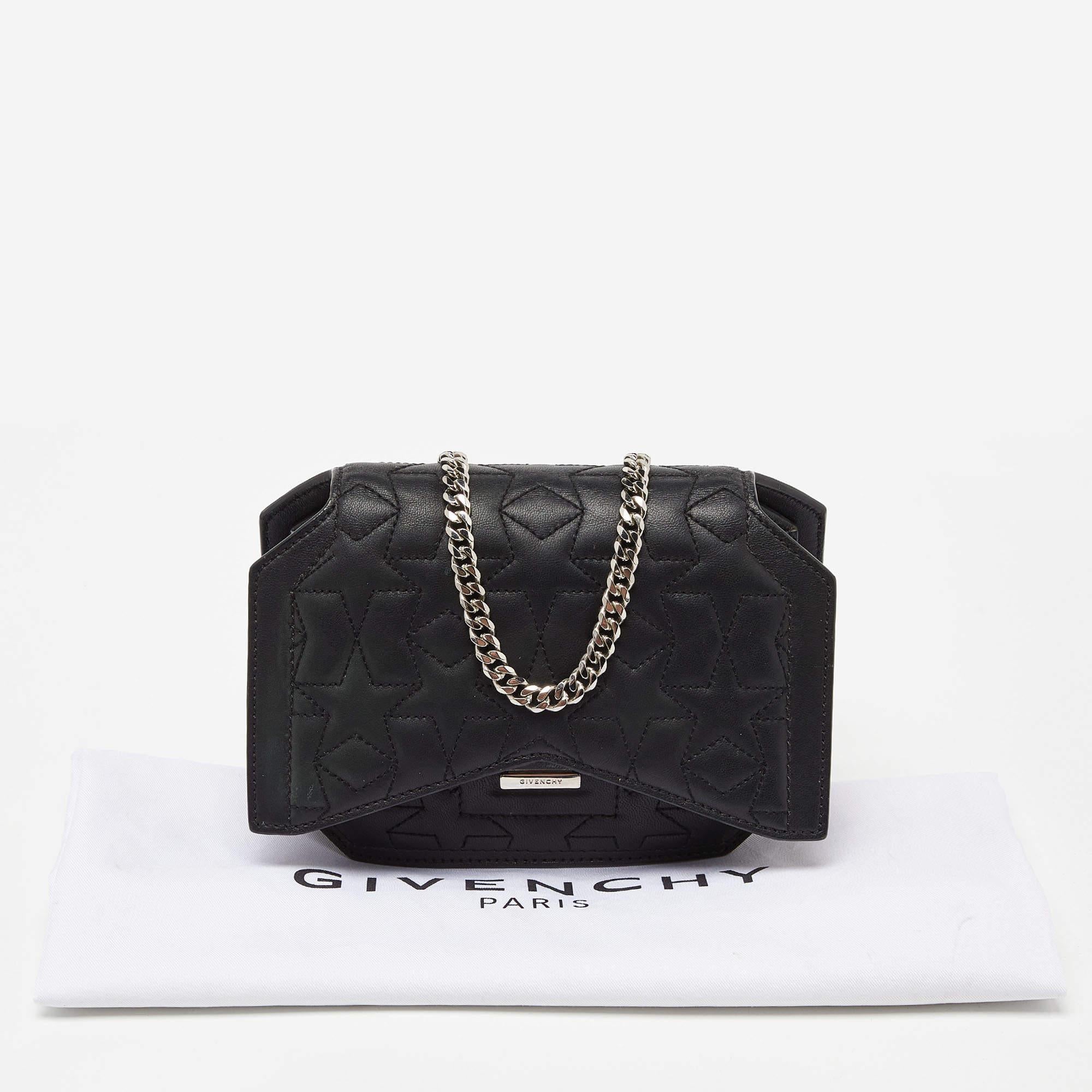 Givenchy Black Leather Bow Cut Flap Chain Bag 8