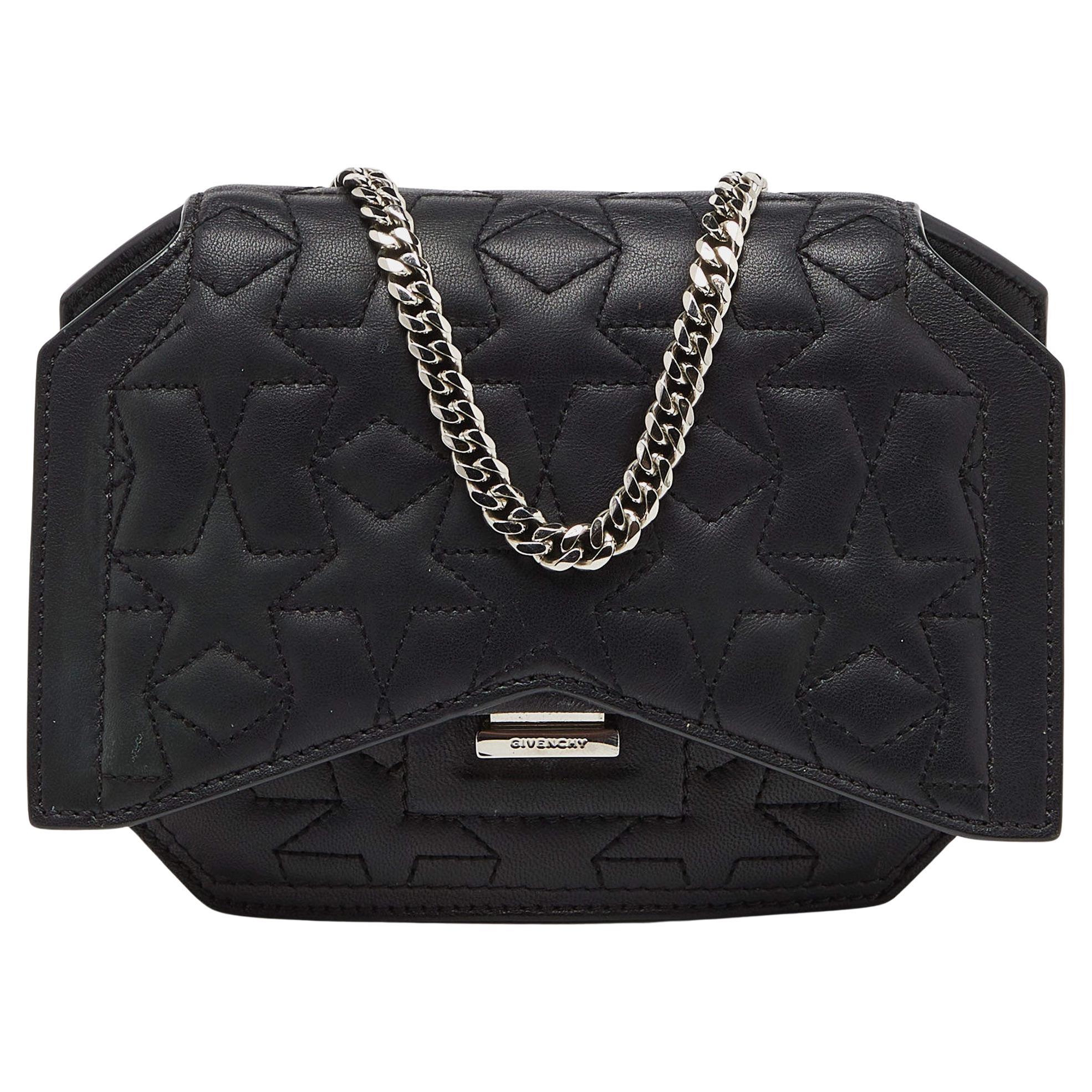 Givenchy Black Leather Bow Cut Flap Chain Bag