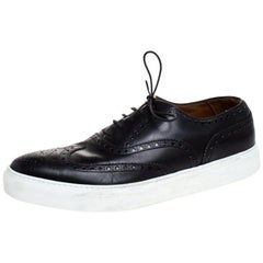 Used Givenchy Black Leather Brogue Wingtip Oxford Sneakers Size 42