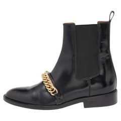 Used Givenchy Black Leather Chain Detail Chelsea Boots Size 38