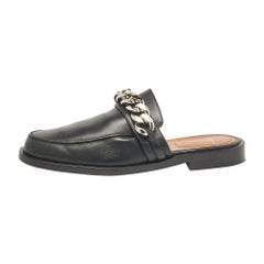 Givenchy Black Leather Chain Mules Size 39.5