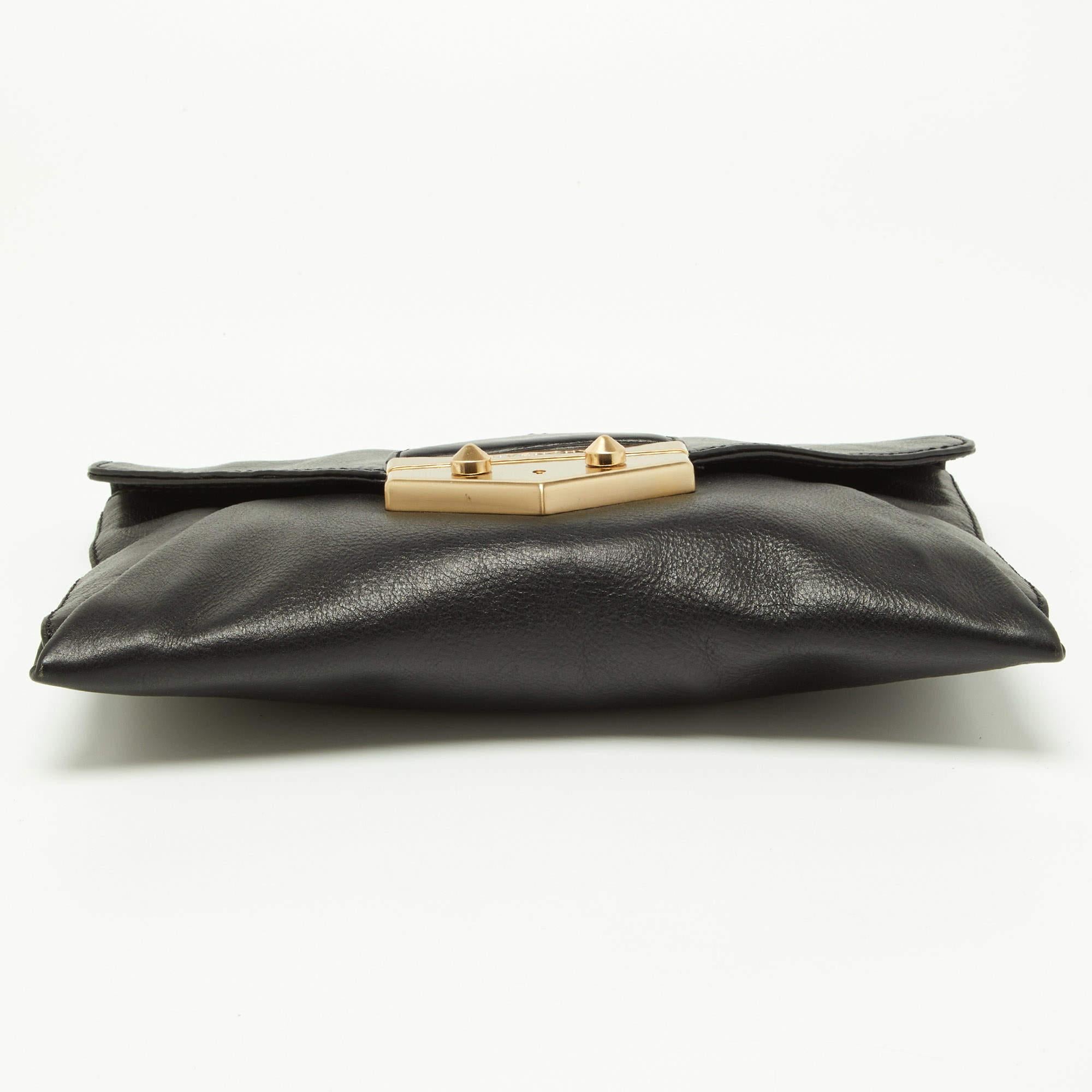 Givenchy Black Leather Envelope Antigona Clutch For Sale 5