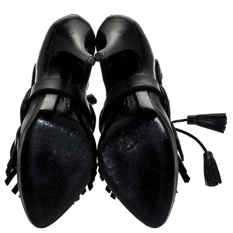 Givenchy Black Leather Fringe Lace Up Booties Size 37 For Sale 10