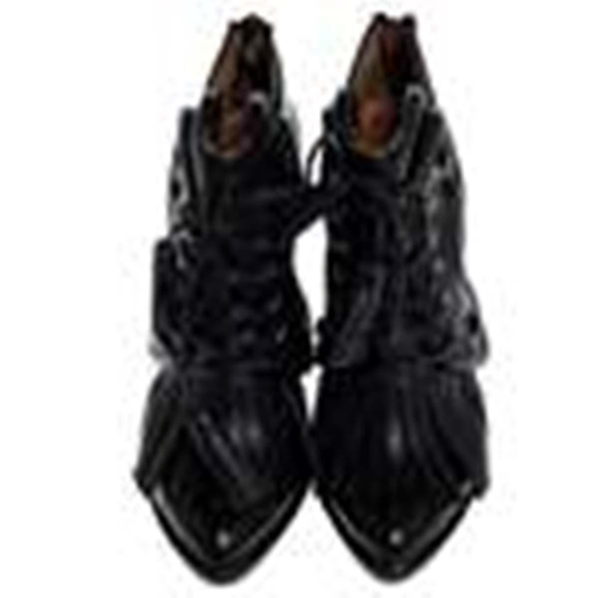 Givenchy Black Leather Fringe Lace Up Booties Size 37 For Sale 14