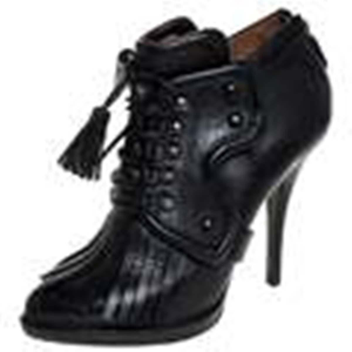Givenchy Black Leather Fringe Lace Up Booties Size 37 For Sale 15