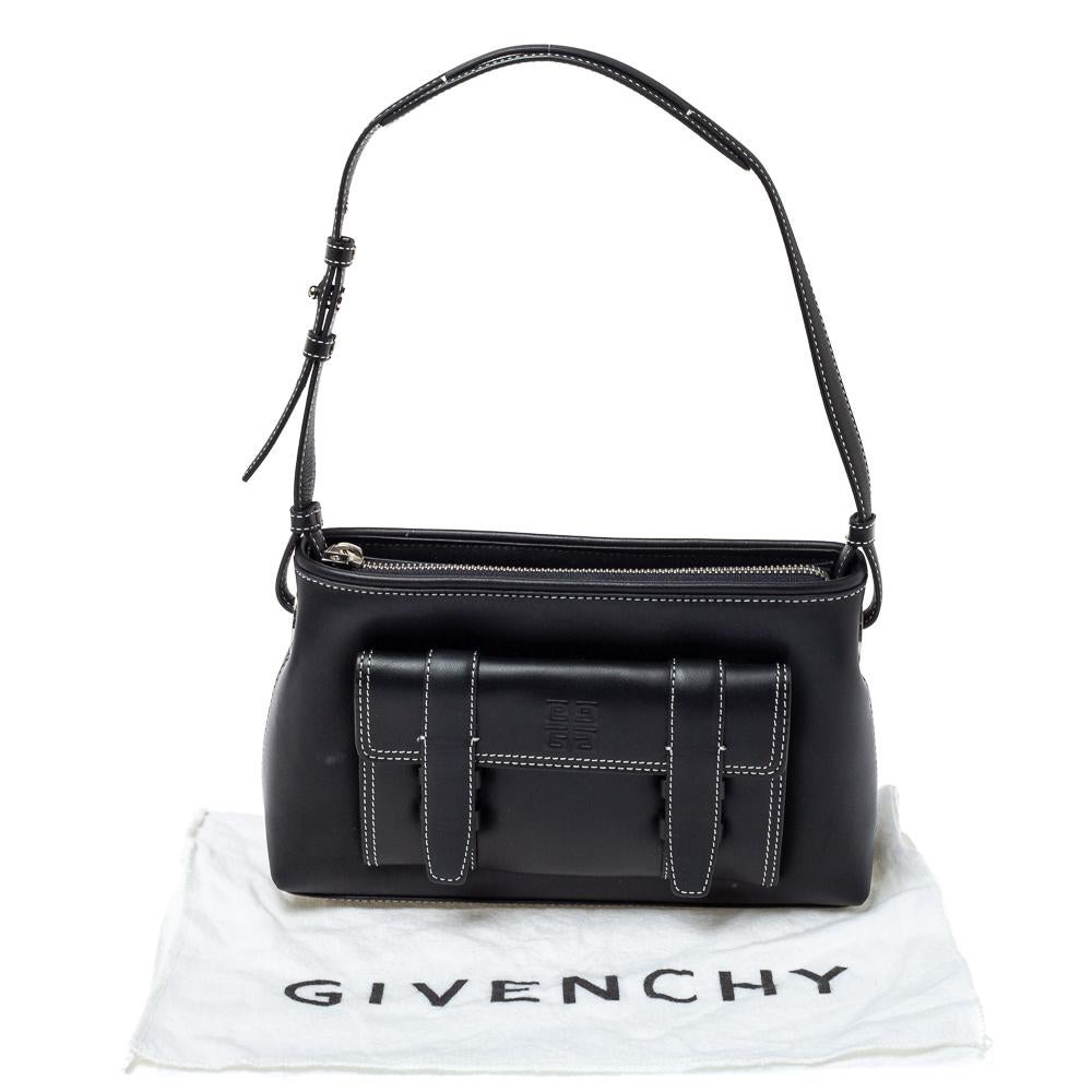 Givenchy Black Leather Front Pocket Shoulder Bag 4