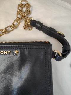 Givenchy black leather gold hardware wallet on chain shoulder bag