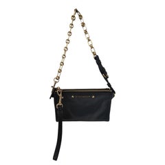 Givenchy black leather gold hardware wallet on chain shoulder bag