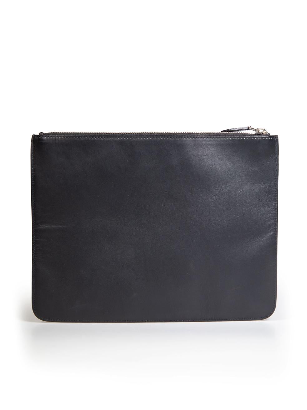Givenchy Black Leather Graphic Printed Zip Clutch In Excellent Condition For Sale In London, GB