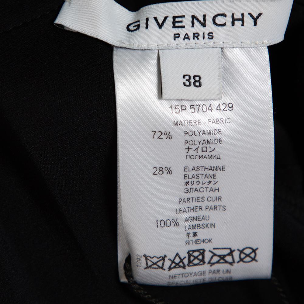 Givenchy Black Leather & Jersey Elasticized Waist Shorts M 1