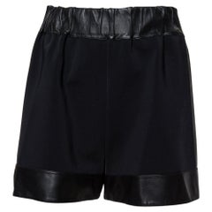 Used Givenchy Black Leather & Jersey Elasticized Waist Shorts M