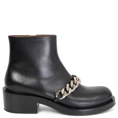GIVENCHY black leather LAURA Chain Ankle Boots Shoes 40.5