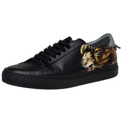 Used Givenchy Black Leather Leo Sneakers Size 42
