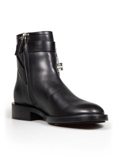 Givenchy Black Leather Lock Ankle Boots Size IT 36.5