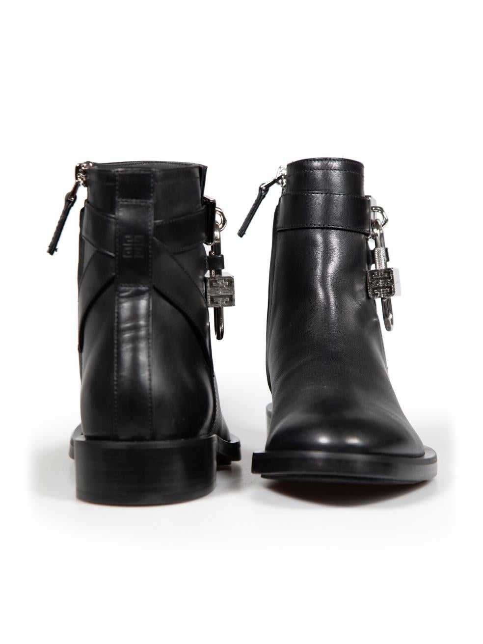 Givenchy Black Leather Lock Ankle Boots Size IT 36.5 In Excellent Condition For Sale In London, GB
