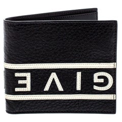 Givenchy Black Leather Logo Bifold Wallet