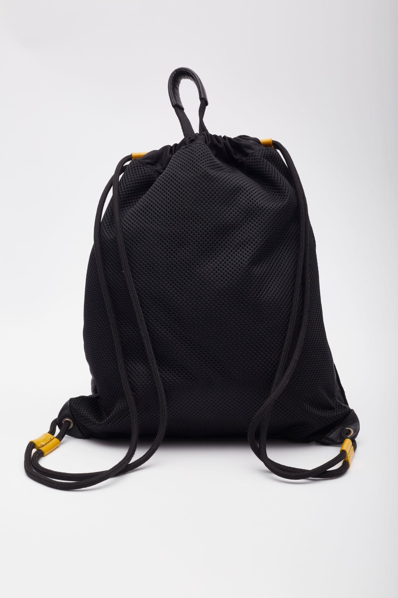 Men's Givenchy Black Leather Logo Drawstring Backpack Bag For Sale