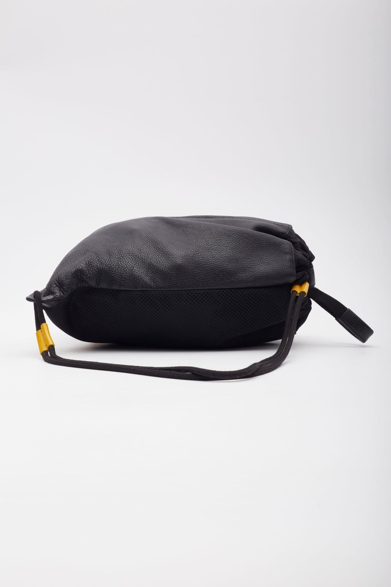 Givenchy Black Leather Logo Drawstring Backpack Bag For Sale 3