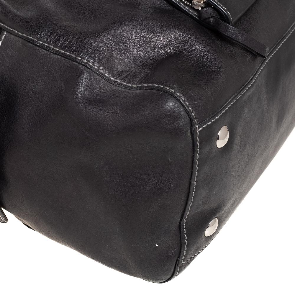 Givenchy Black Leather Logo Embossed Braided Handle Satchel 5
