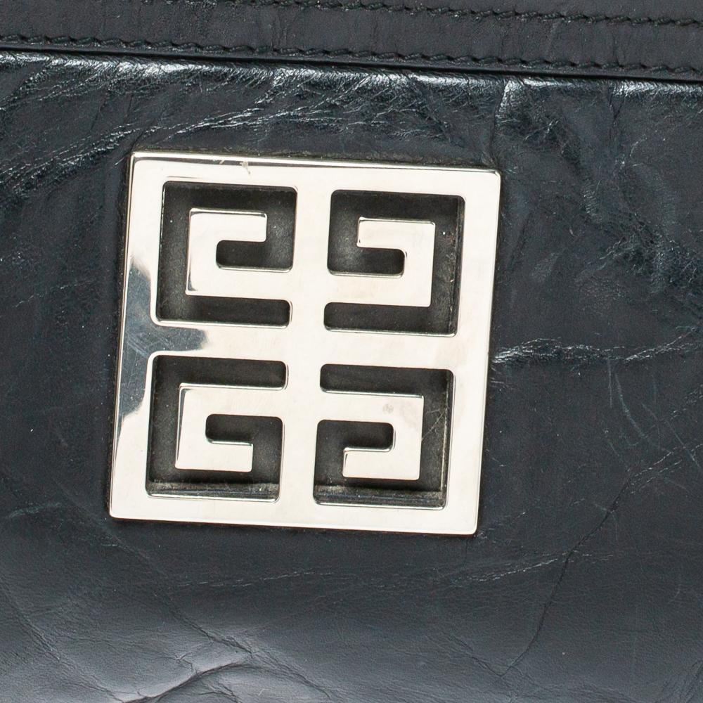 Givenchy Black Leather Logo Metal Baguette Shoulder Bag 4