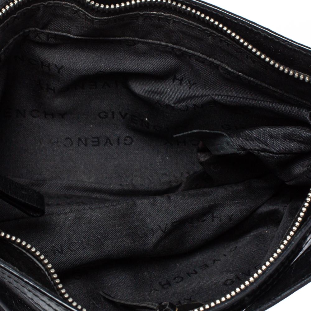 Givenchy Black Leather Logo Metal Baguette Shoulder Bag 1