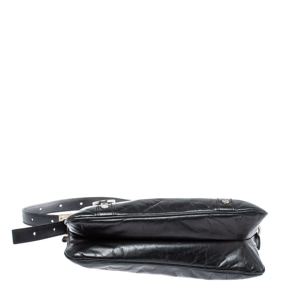 Givenchy Black Leather Logo Metal Baguette Shoulder Bag 2