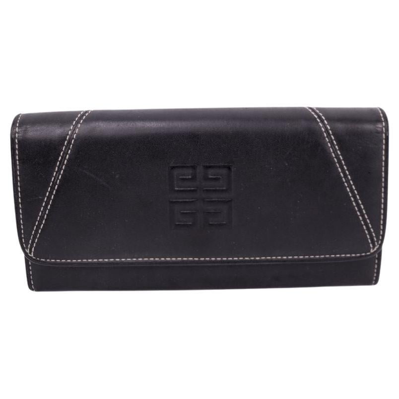 Portafoglio lungo in pelle nera Givenchy