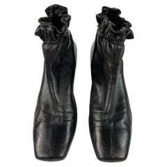 Givenchy Black Leather Look Book Ankle Boot, Size 39
