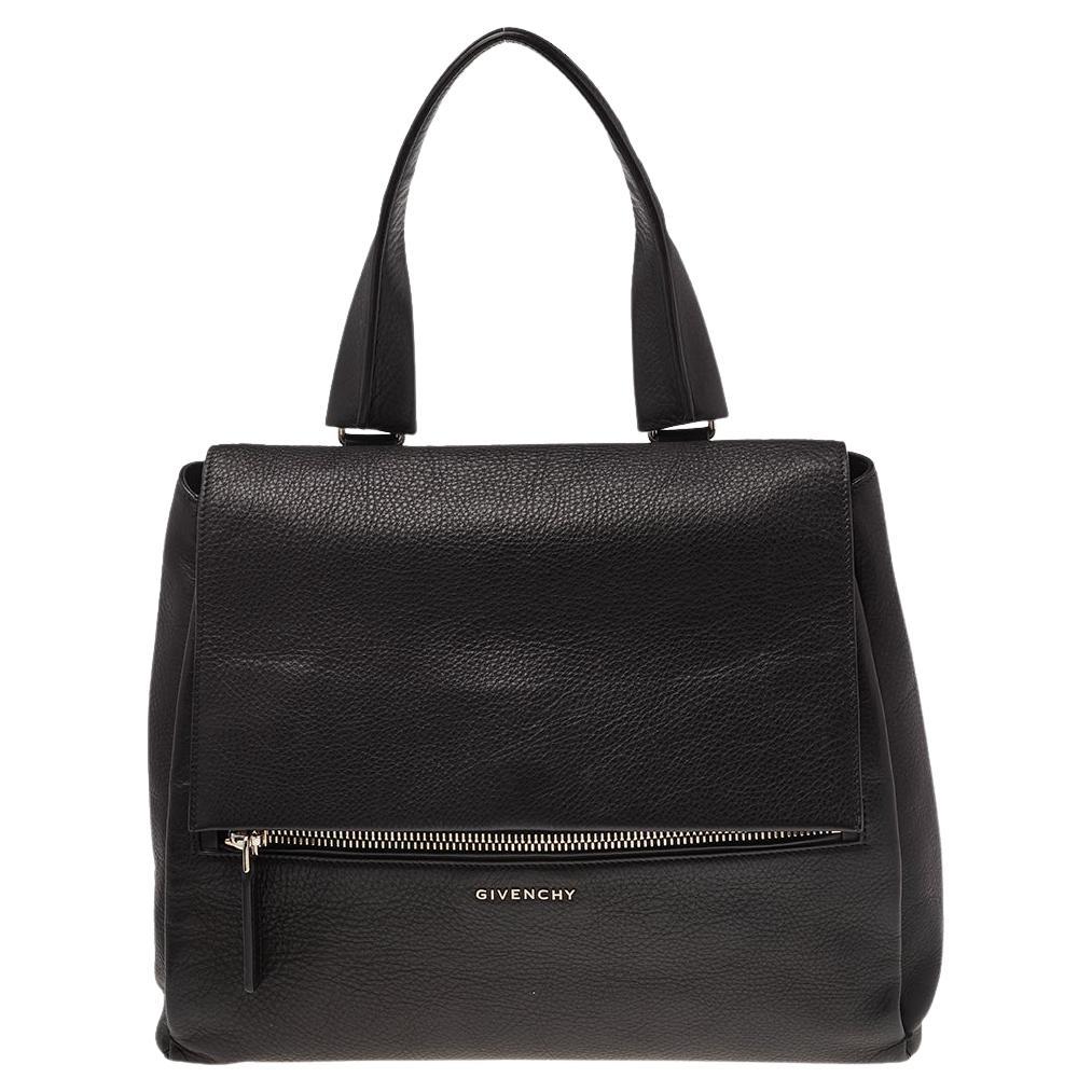 Givenchy Black Leather Medium Pandora Pure Flap Top Handle Bag